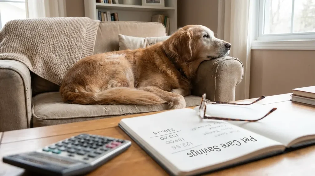 A veterinarian examining a senior dog, representing the cost considerations of senior pet insurance for dogs.