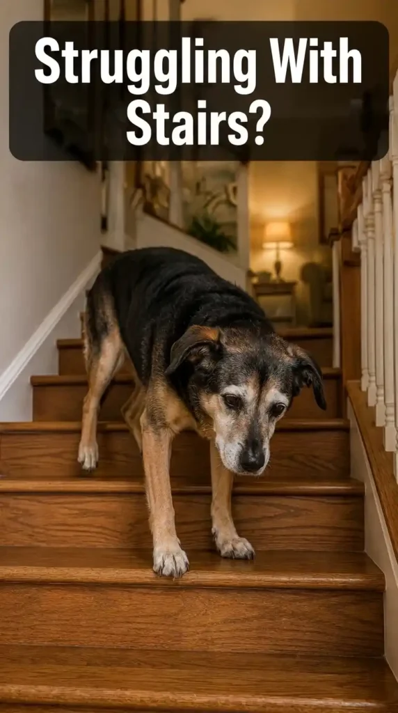 Senior Dog Struggling with Stairs due to Arthritis
